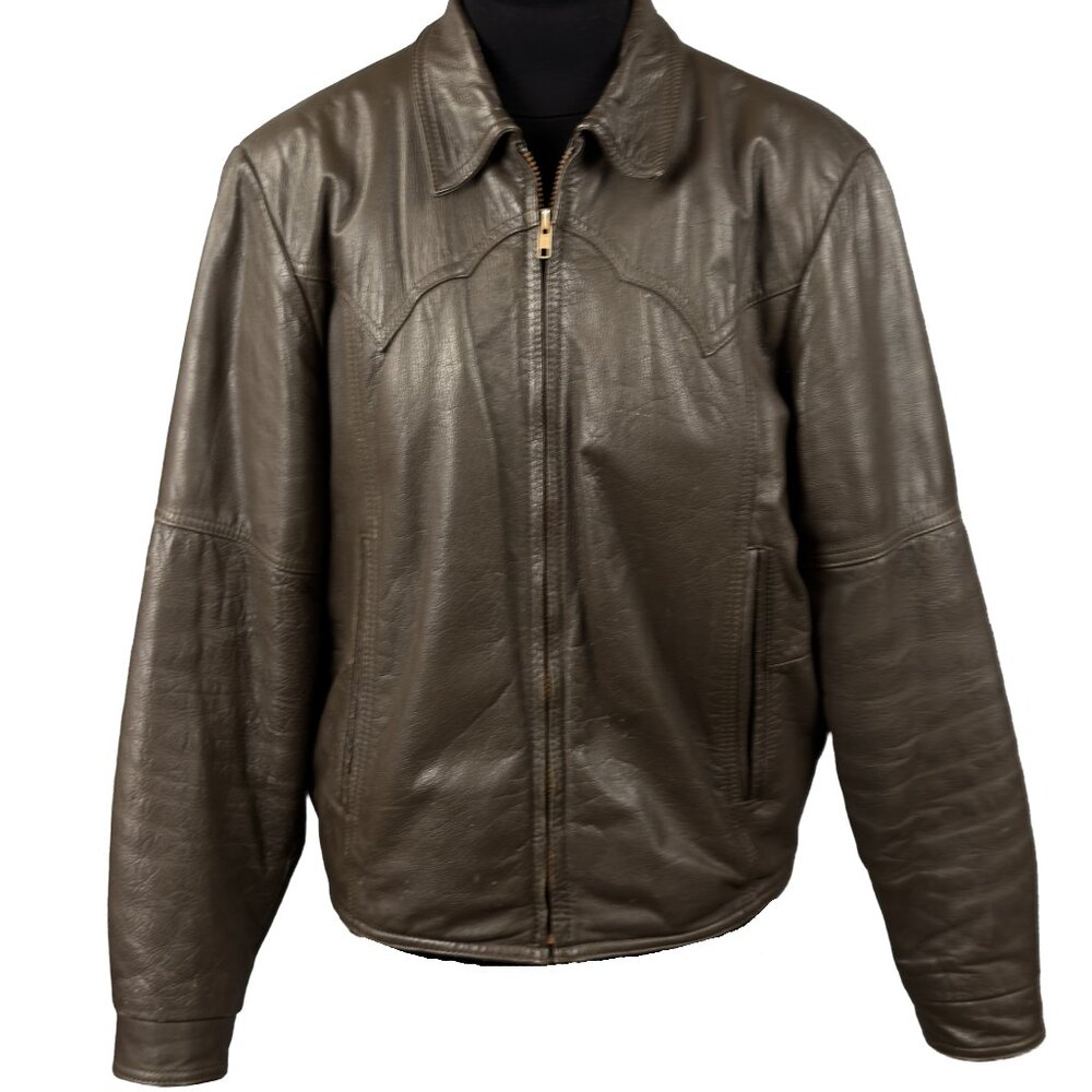 Vintage PIONEER WEAR Men's Western Bomber Style Genuine Leather Jacket Size 42